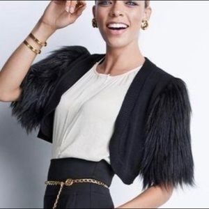 CAbi Dressed-up Shrug Faux Fur Size Small Black #3843